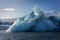 Icebergs coming from the Skaftafellsjokul glacier in the Jokulsarlon lagoon in Iceland