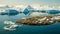 Icebergs drifting in the fjord next to Ilulissat, Greenland