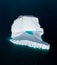 Icebergs drone aerial image top view - Climate Change and Global Warming. Icebergs from melting glacier in icefjord in