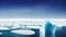 Icebergs floating in arctic panorama