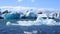 Icebergs floating in Jakulsarlon glacial lagoon at Vatnajokull National Park