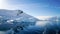 Icebergs floating in the Paradise Bay in Antarctica.