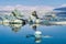 Icebergs in the glacier lagoon of Joekulsarlon in Iceland, Europe