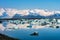 Icebergs in the glacier lagoon of Joekulsarlon in Iceland, Europe