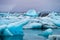 Icebergs in the glacier lagoon of Joekulsarlon in Iceland, Europe