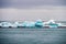 Icebergs in the glacier lagoon of Joekulsarlon in Iceland, Europe