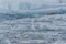 Icebergs in the ice field on a lagoon, arctic landscape, in Iceland