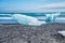 Icebergs in the Jokulsarlon Diamond Beach on a sunny day, Iceland