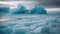 Icebergs in Jokulsarlon glacier lagoon, stormy sky