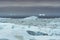Icebergs in the mouth of Ilulissat Icefjord and the open sea, Greenland