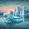 Icebergs northlights heaven illustration - 1