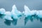 Icebergs in the Skaftafell National Park, Iceland. Ocean bay and icebergs. Reflection on the water surface. Landscapes in Iceland.