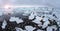 Icebergs at sunset glacier lagoon in Iceland