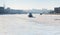 Iceboat on Moscow river in sunny winter day