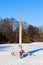 Iceboat runner ready for a ride on a frozen lake