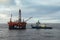 Icebreaker Botnica alongside oil rig West Alpha