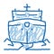 icebreaker ship doodle icon hand drawn illustration