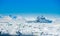 Icebreaker ship surrounded by icebergs, Spitsbergen, Svalbard, N