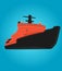 Icebreaker vector illustration. Nuclear powered ship. Arctic vessel