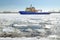 Icebreaker in the water area of the port.