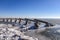 Icebreakers off the coast near the historic village of Marken, Netherlands