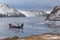Icebreaking ferries arriving at port