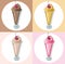 Icecream cups dessert set delicious icon flat style. Vector sweet illustration