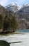 Iced alpine lake called Lago del Predil in Italy near Tarvisio T