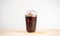 Iced americano coffee on grey background, Black coffee package for takeaway.