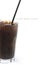 Iced black americano coffee isolated with white background