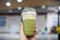 Iced blended Matcha green tea Macchiato.