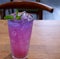 Iced Butterfly Pea Flower Tea\\\'s Color Changed from Blue to Purple after Added Some Fresh Lime Juice