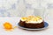 Iced carrot and marigold cake.