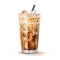 Iced Coffee with Cream Swirls in Glass. Generative ai