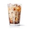 Iced Coffee with Cream Swirls in Glass. Generative ai