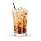 Iced Coffee with Cream Swirls in Glass. Generative ai