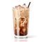 Iced Coffee with Cream Swirls in Glass. Generative ai