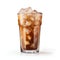 Iced Coffee with Cream Swirls in Glass. Generative ai