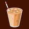 Iced coffee in the glass vector isolated. Tasty caffeine drink