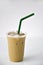 Iced Coffee with Green Straw