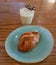 iced coffee lattes and croissants