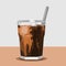 Iced Coffee Milk With Spoon on Table Vector Illustration
