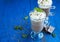 Iced frappe with chocolate and cream decorated with mint