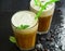 Iced frappe coffee with mint