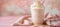 Iced frappe cup on blurred background with copy space for text, food photography