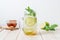 iced honey and lime soda with mint