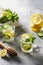 Iced mint lemon cucumber lemonade drinks