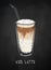 Iced Mocha coffee cup isolated on black chalkboard