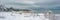 Iced shoreline of Lake Michigan viewed from the Upper Peninsula of Michigan