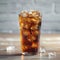 Iced soda beverage in glass, ideal refreshment on hot days